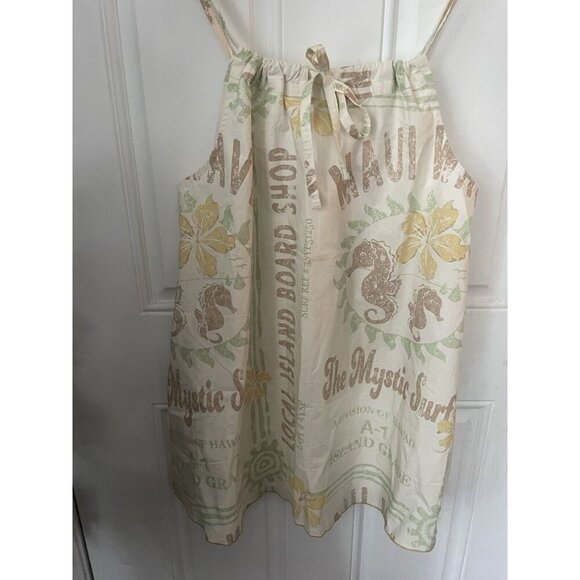 Urban Outfitter BDG Eva Tie-Front Ruched Strap Trapeze Dress Oversized sz M - Picture 3 of 6